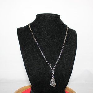 Sorrelli necklace, small crystal globe wqith 3 small crystals on oval charm